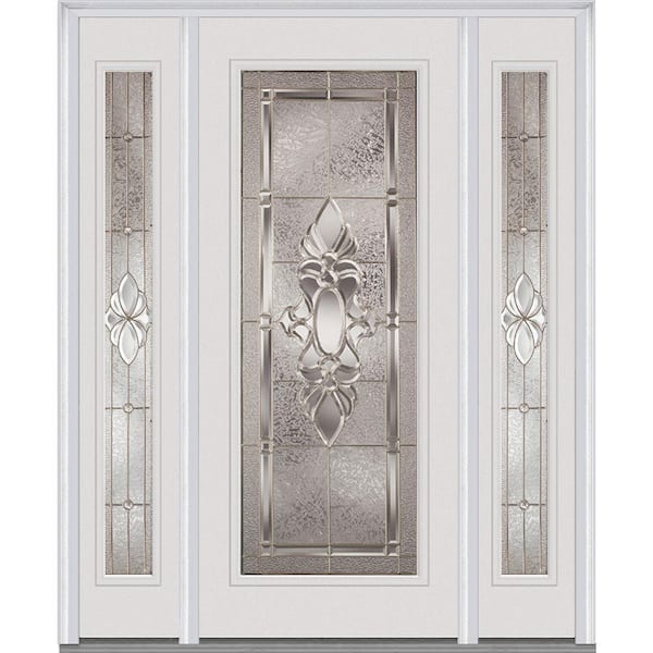 MMI Door 68.5 in. x 81.75 in. Heirlooms Left-Hand Inswing Full Lite Decorative Painted Steel Prehung Front Door with Sidelites