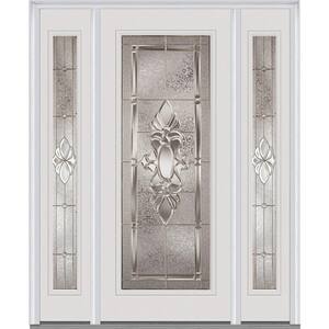 68.5 in. x 81.75 in. Heirlooms Right-Hand Inswing Full Lite Decorative Painted Steel Prehung Front Door with Sidelites