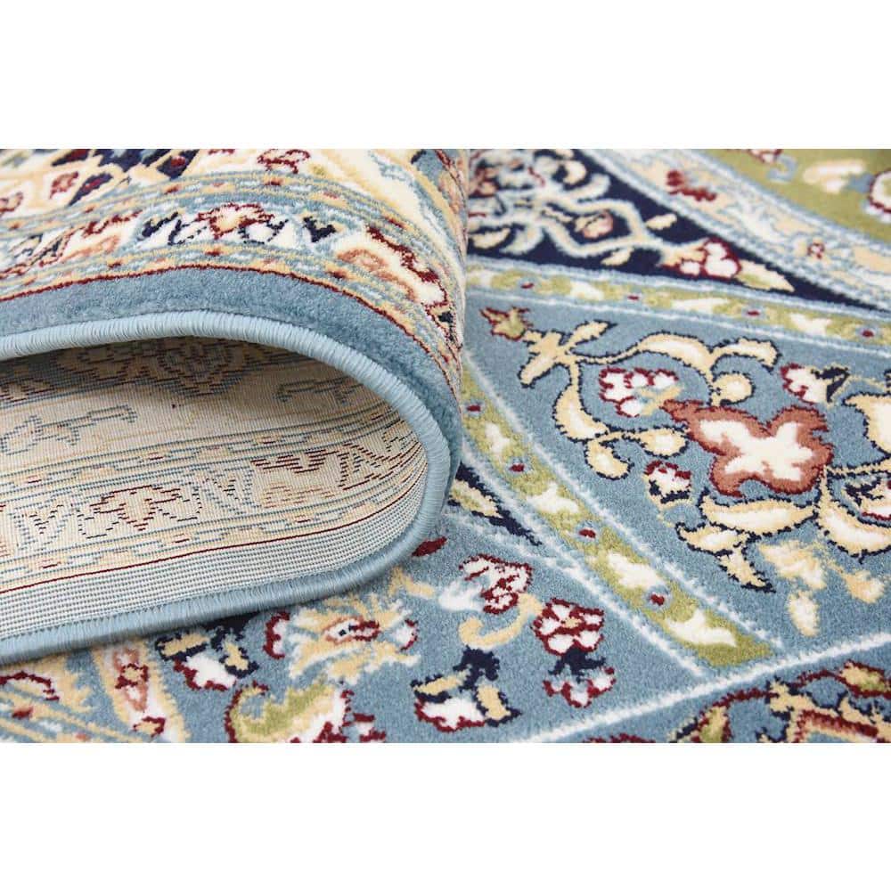 Handmade Tufted Floral Blue Synthetic 8' x 10' Rectangular Rug