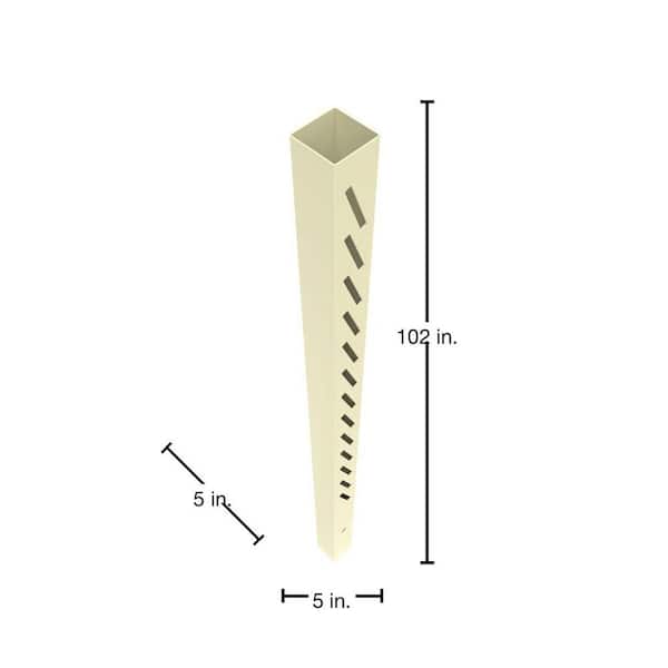Barrette Outdoor Living Louvered Sand 5 in. x 5 in. x 102 in. Right End/Gate Vinyl Fence Post