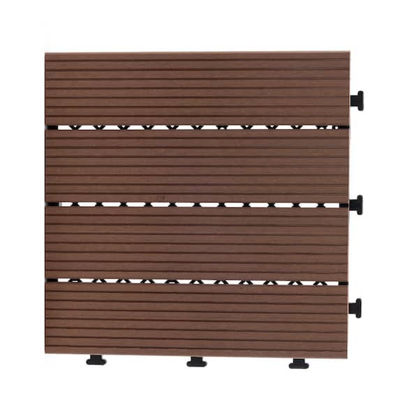 Courtyard Casual 1 ft. x 1 ft. Composite Deck Tile in Brown (9-Piece)