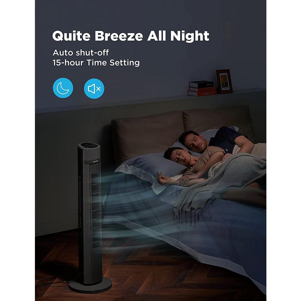 Pelonis 40'' Black Oscillating Tower Fan with Remote Control