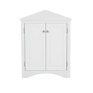 17.2 in. W x 17.2 in. D x 31.5 in. H White Triangle Bathroom Storage Linen Cabinet with Adjustable Shelves