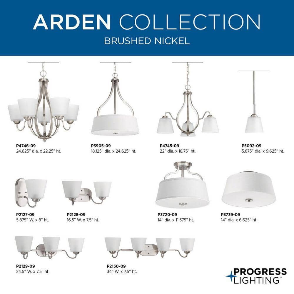 Arden Brushed Nickel 2-Light Flush Mount with Linen Shade