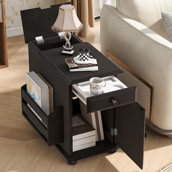 FESTIVO Farmhouse 14 in. Wild Brown Square Side Table Wood