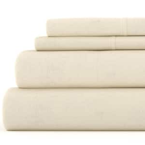Premium 4-Piece Ivory Ultra Soft Flannel King Sheet Set