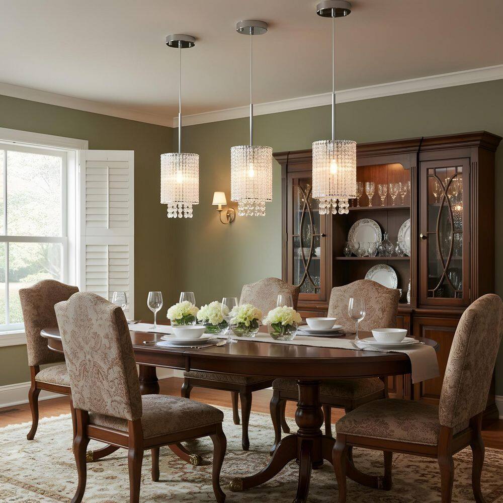 5.1 in. 1-Light Chrome Split-Design Crystal Pendant Light for Dining Rooms and Entrances price history on PriceWatchPro