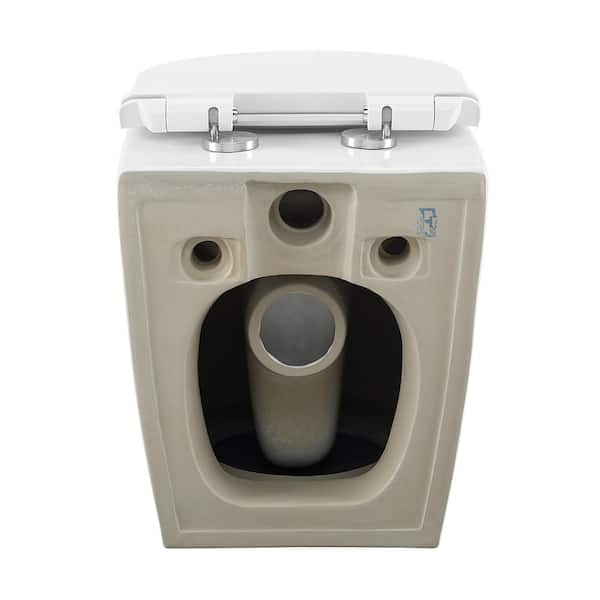 Superflo Wht-1 Square Elongated Wall Hung Toilet with Dual Flush, Compact Toilet(Water Tank Not Included) Finish: White