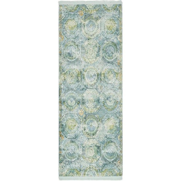 Unique Loom Baracoa Coppelia Light Blue 2' 2 x 6' 0 Runner Rug