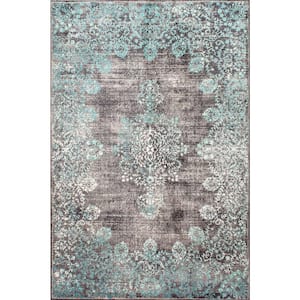 Lacy Vintage Floral Teal 8 ft. x 10 ft. Area Rug