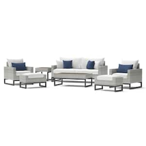 Milo Grey 7-Piece Wicker Patio Deep Seating Set with Sunbrella Bliss Ink Cushions