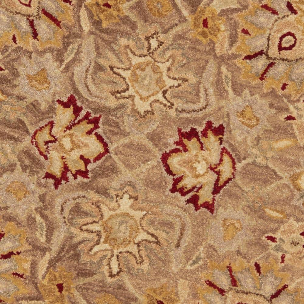 Anatolia Elegance Hand-Tufted Tan/Ivory Floral Wool Round Rug, 4'