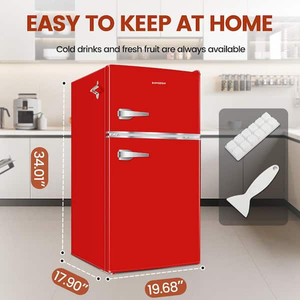 19 in. 3.2 cu.ft. Mini Refrigerator in Silver with Freezer, Reversible  Single Door, Energy Saving, Low Noise