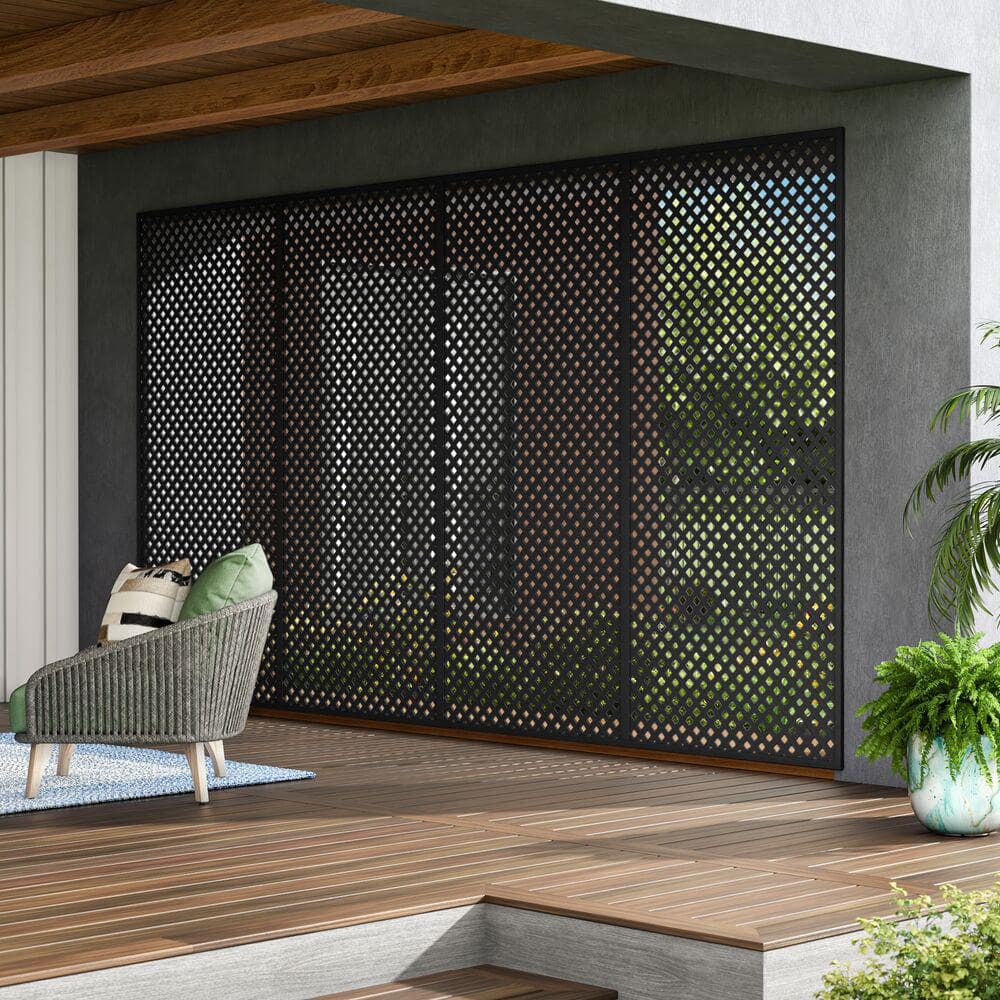 Freedom 4 ft. x 8 ft. Black Privacy Diamond Vinyl Lattice