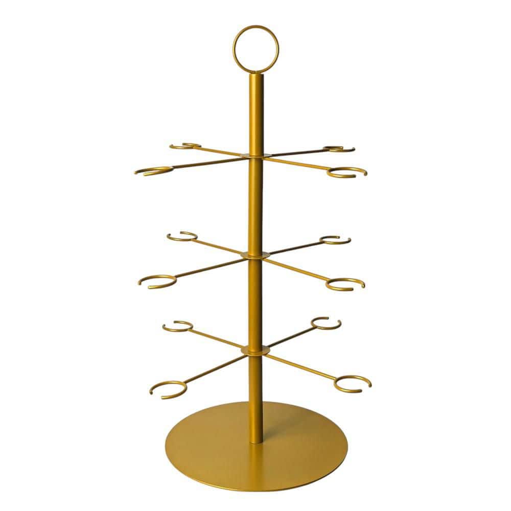 Gold Freestanding Wine Glass Rack 3 Tier 12 Bracket Metal Drink Holder Cocktail Tree for Bar Party Wedding price history on PriceWatchPro