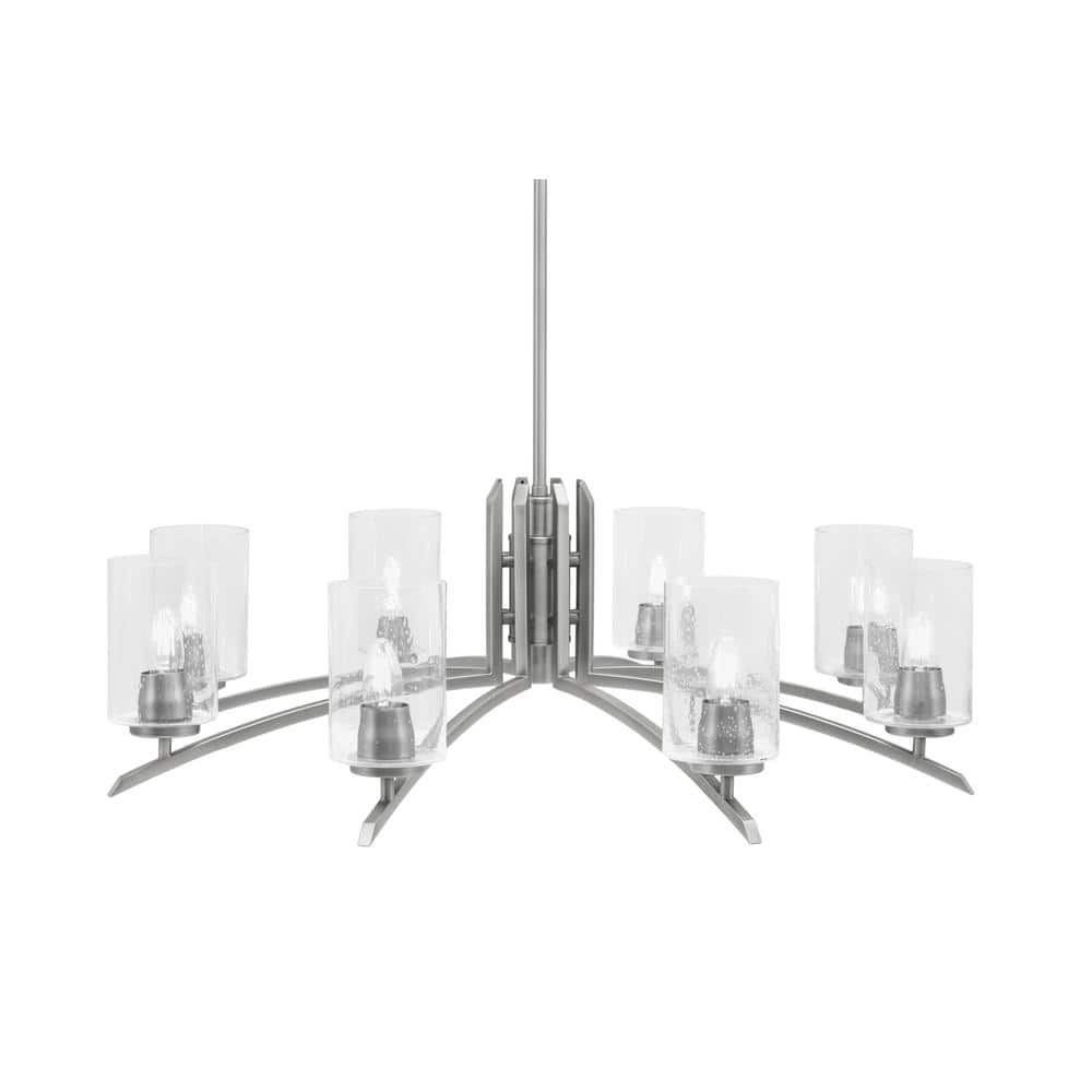 Siena 8-Light Graphite Chandelier, Round Chandelier with Clear Bubble Glass