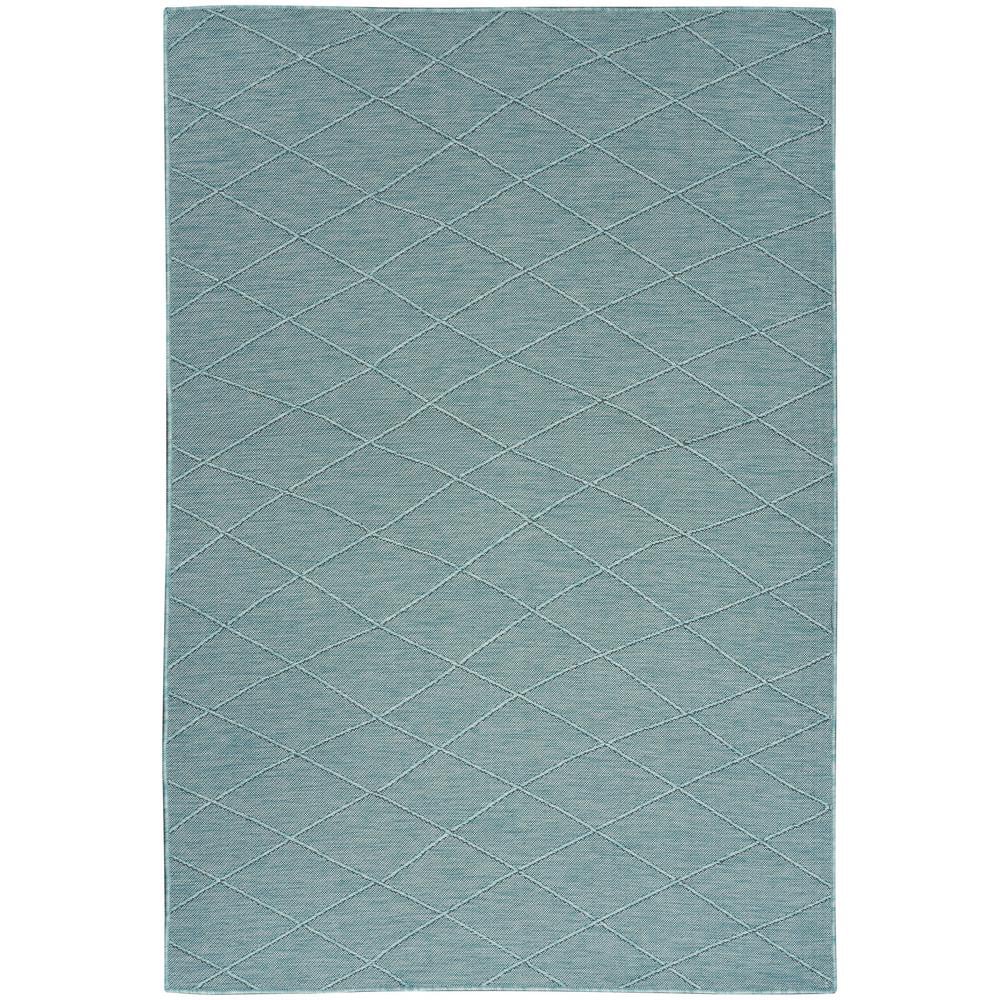 Washable Solutions Aqua 6 ft. x 9 ft. Diamond Contemporary Area Rug -  Nourison, 910165