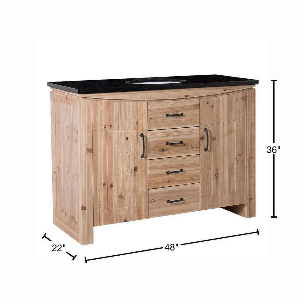 48'' Natural Fir Single Vanity with Black Granite Top