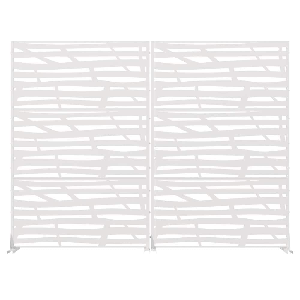 72 in. H x 47 in. W Outdoor White Galvanized Steel Decorative Garden Fence Privacy Screen (2-Pack) price history on PriceWatchPro