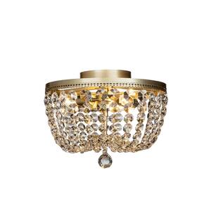3-Light Champagne Glam Flush Mount Ceiling Light with Crystal Beads