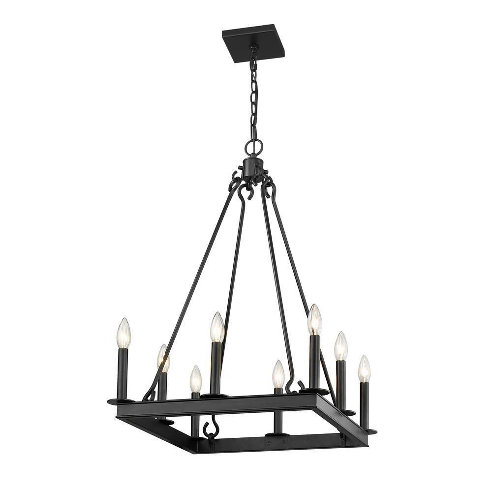 Barclay 8-Light Matte Black Chandelier with No Shade
