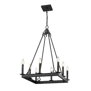 Barclay 8-Light Matte Black Chandelier with No Shade