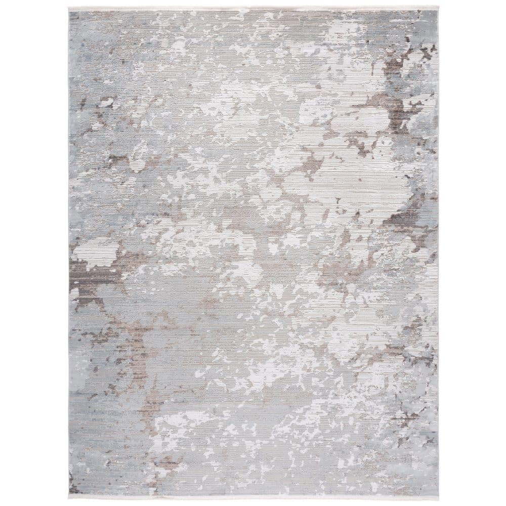 Platinum 8 ft. x 10 ft. Gray/Ivory Monochrome Marble Area Rug