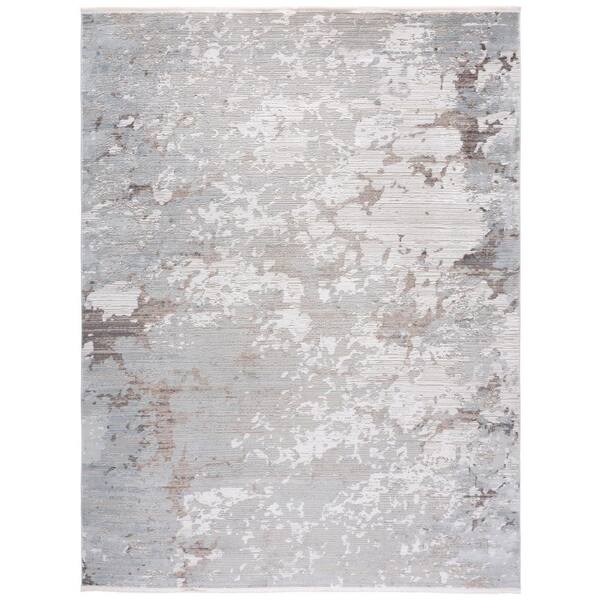 Platinum 8 ft. x 10 ft. Gray/Ivory Monochrome Marble Area Rug