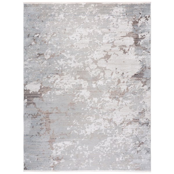 Platinum 9 ft. x 12 ft. Gray/Ivory Monochrome Marble Area Rug