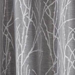 Finesse Ash Grey Nature Light Filtering Grommet Top Curtain, 54 in. W x 96 in. L (Set of 2)