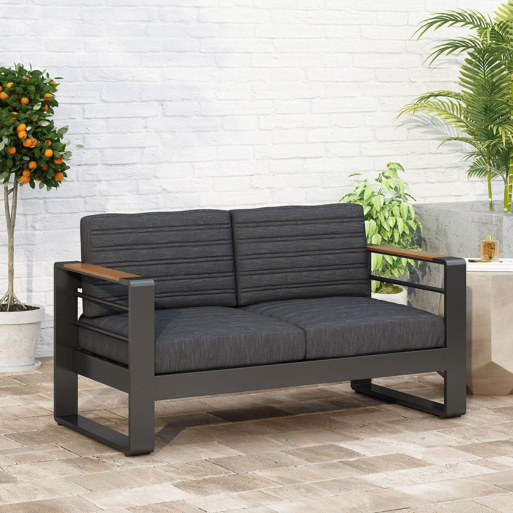 Black Aluminum Outdoor Loveseat with Black Cushions price history on PriceWatchPro