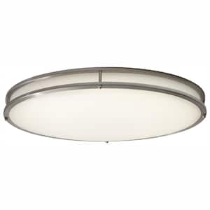 24 in. Oval 1-Light Brushed Nickel Dimmable LED Flush Mount