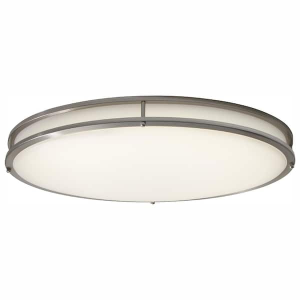 Hampton Bay 24 in. Modern Brushed Nickel Selectable CCT Integrated LED Flush Mount for Kitchens