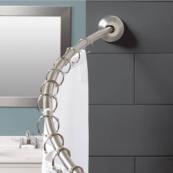 72 in. Rustproof High-Grade Stainless Steel Dual Mount Curved Shower Curtain Rod in Brushed Nickel
