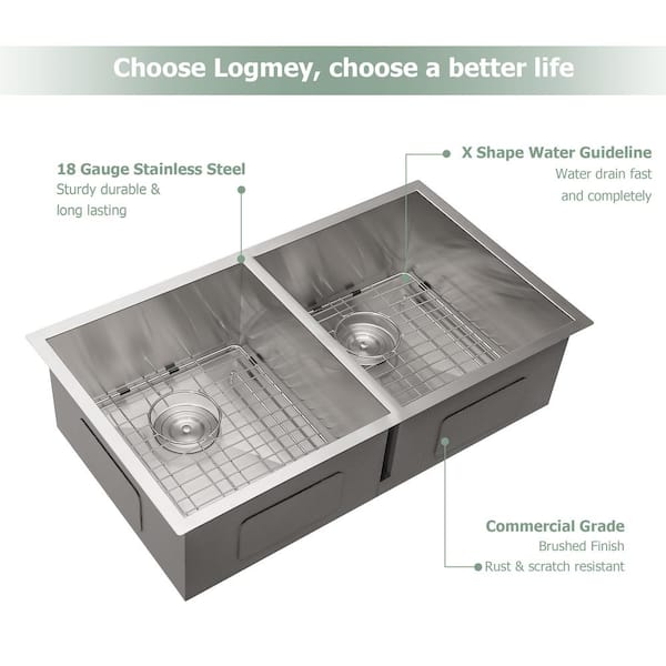 Logmey Gray Under Sink Mat 22 in. D x 31 in. L Slip Resistant