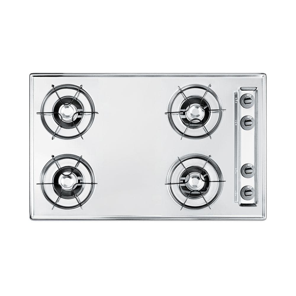 30 in. Gas Cooktop in Chrome with 4 Burners