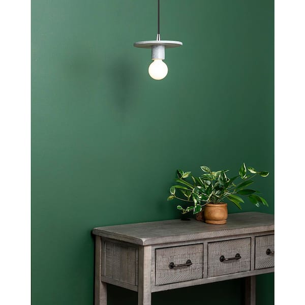 Radiance Collection 1-Light Polished Chrome Pendant Light with Concrete Ceramic Shade