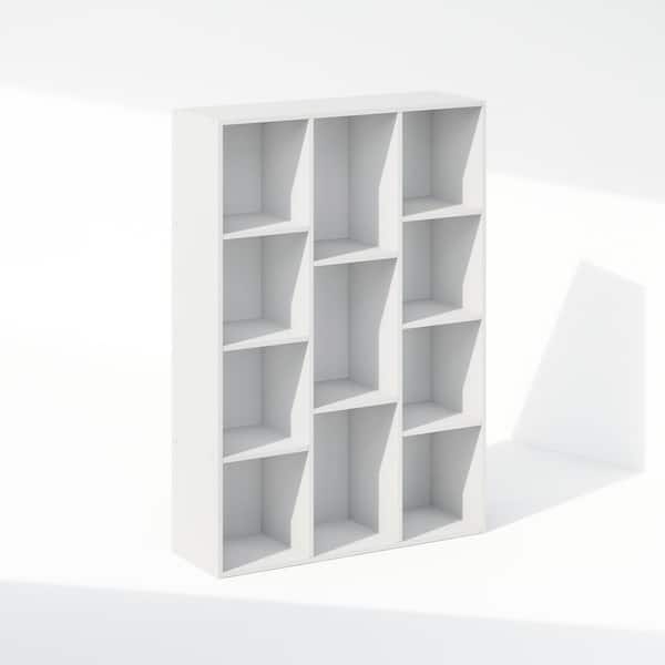 Reed 41.7 in. Tall White Wood 11-Cube Bookcase