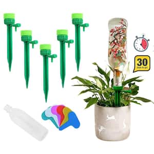Plant Watering Spikes:4Pcs Drip Rate Controllable Self Watering Spikes with Dual Caliber Adapter and 500ml Bottle