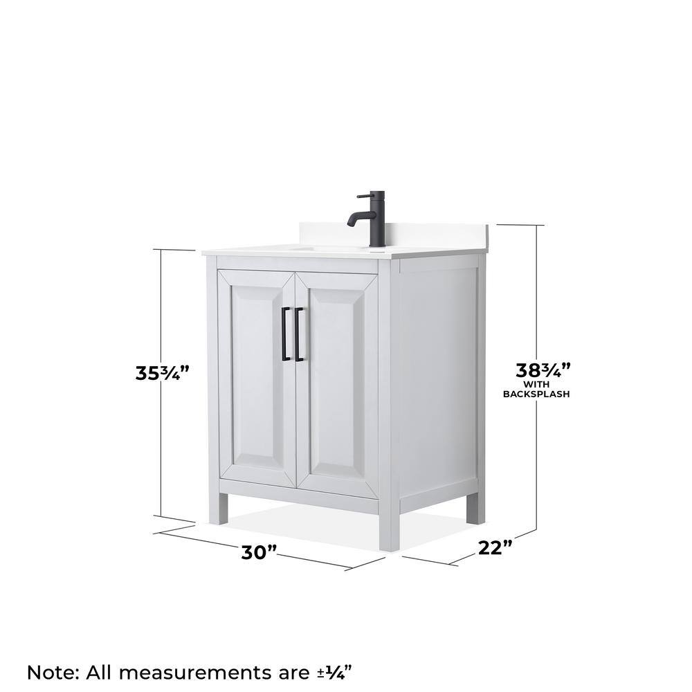 Daria 30" White Freestanding Single Vanity with Cultured Marble Top