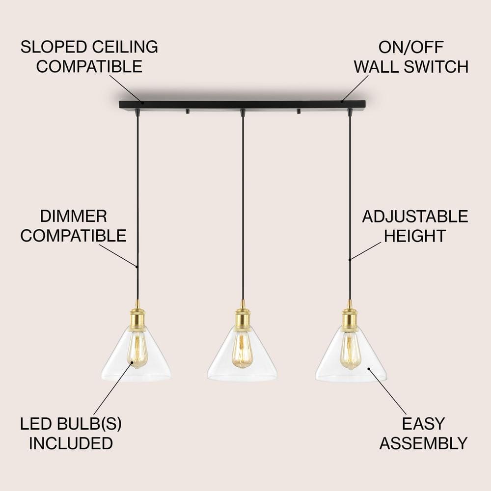 Kiawah Island Brushed Gold 30.5" LED Linear Pendant with Clear Glass