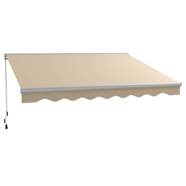 10 ft. x 13 ft. Cream White Electric Retractable Awning with Remote Controller and Crank Handle