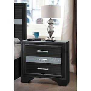 Storage 3-Drawer Black Wooden Convertible Legs Nightstand with DT English Front and Back 26 in. x 17 in. x 26 in. H