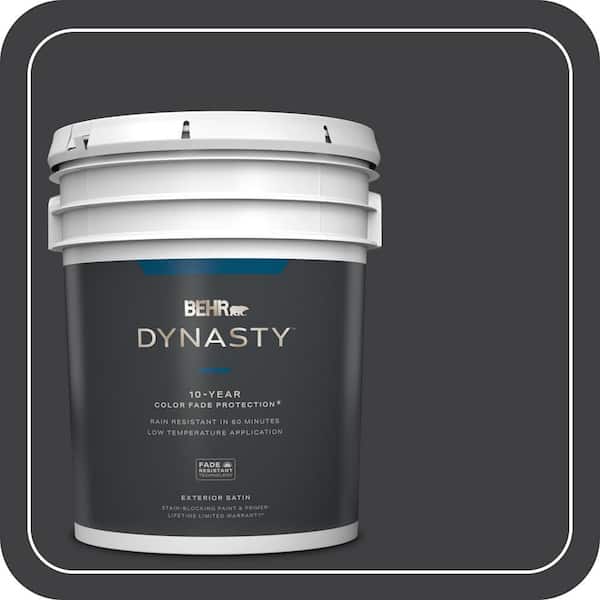 BEHR DYNASTY 5 gal. #ECC-10-2 Jet Black Satin Enamel Exterior Stain-Blocking Paint & Primer