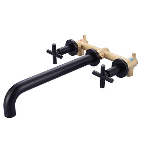 ARCORA Double-Handle Wall-Mounted Roman Tub Faucet without Hand Shower in Brass Oil Rubbed Bronze