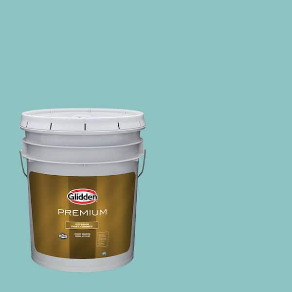 Glidden Premium 5 gal. #PPG1147-4 Aqua Fiesta Semi-Gloss Exterior Latex Paint