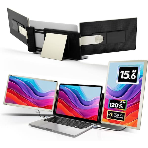 15.6 Portable Monitor Extender for Laptop FHD IPS 120% sRGB USB to HDMI Hub 235° Rotation Triple Screen