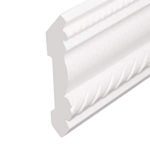 6611 11/16 in. x 3.625 in. x 96 in. Finished White PVC Rope Crown Moulding (1-Piece − 8 Total Linear Feet)