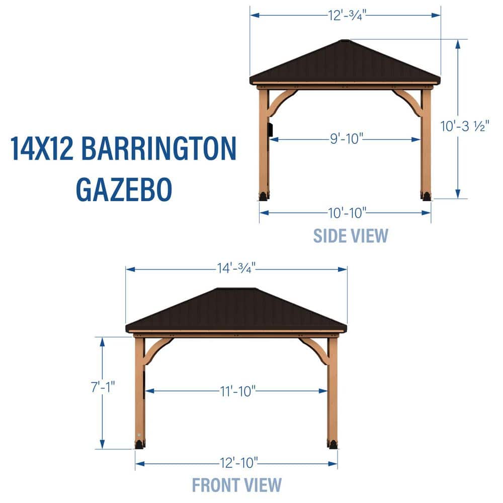 Barrington Cedar and Steel 14x12 Outdoor Gazebo