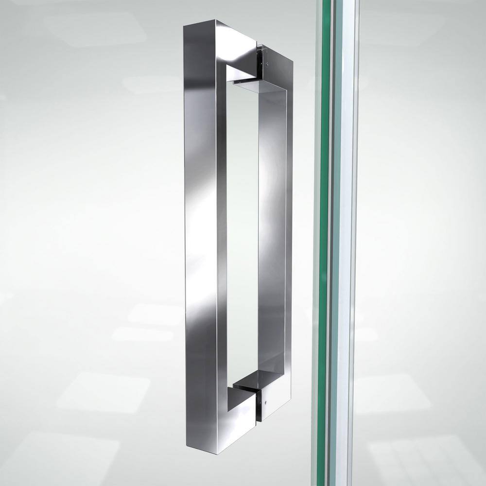 Elegance-LS 42" Frameless Clear Glass Pivot Shower Door with Black Hardware
